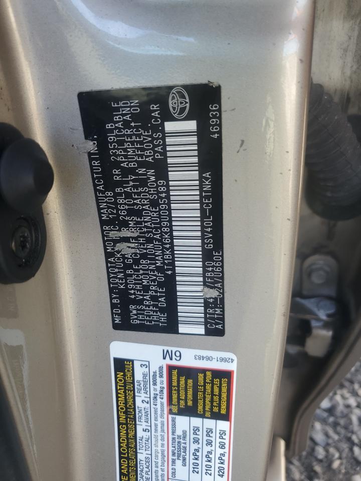 2009 Toyota Camry Se VIN: 4T1BK46K89U095489 Lot: 85189235