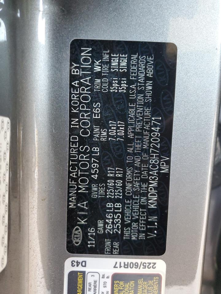 2017 Kia Sportage VIN: KNDPM3AC8H7209471 Lot: 81953775