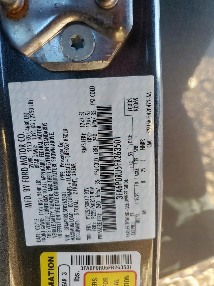 2015 Ford Fusion Titanium Hev VIN: 3FA6P0RU5FR263501 Lot: 90593045