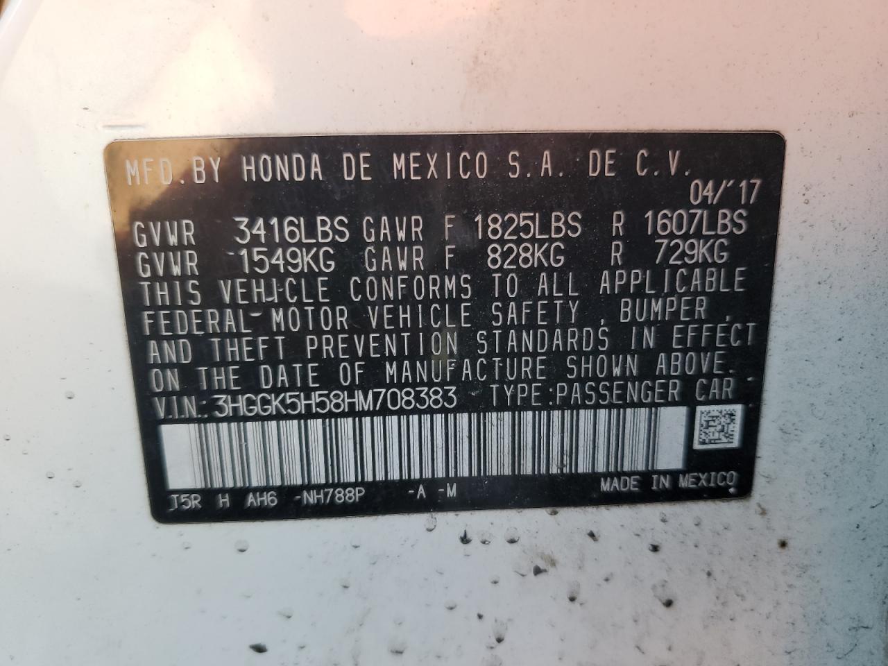 2017 Honda Fit Lx VIN: 3HGGK5H58HM708383 Lot: 85413315