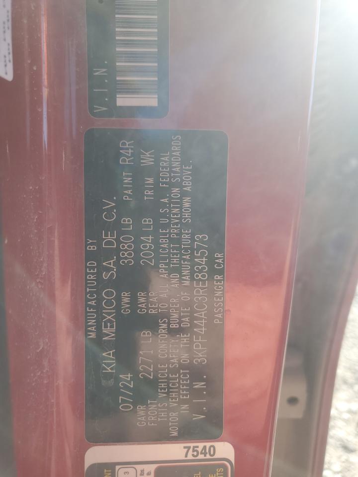 2024 Kia Forte Gt VIN: 3KPF44AC3RE834573 Lot: 87382335