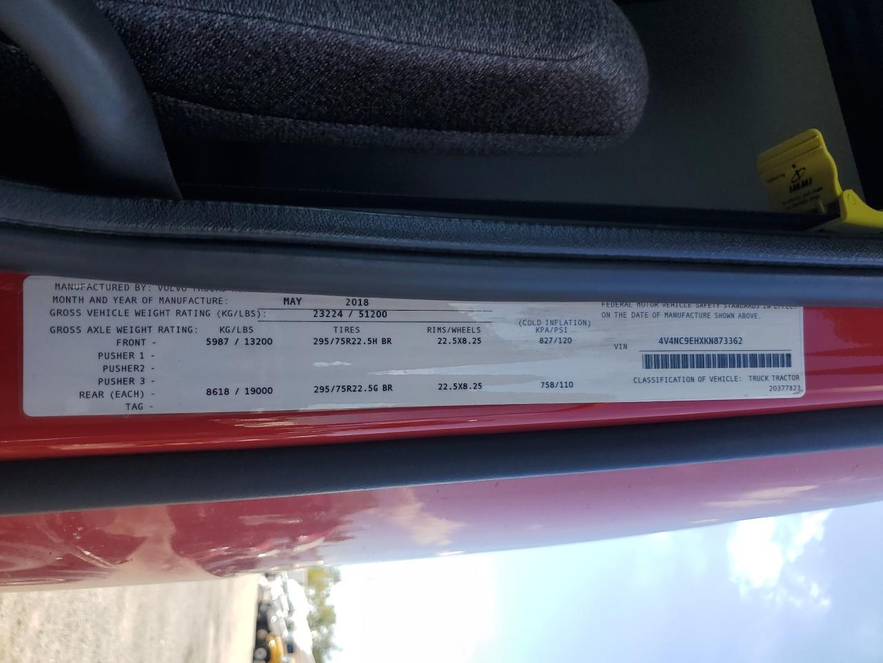 2019 Volvo Vn Vnl VIN: 4V4NC9EHXKN873362 Lot: 85710165