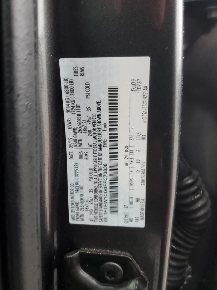 2015 Ford F150 Supercrew VIN: 1FTEW1CG0FFC70838 Lot: 82718755