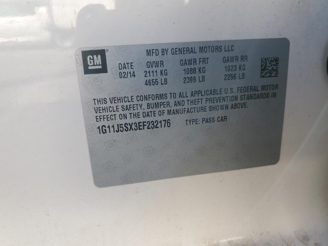 2014 Chevrolet Malibu Ltz VIN: 1G11J5SX3EF232176 Lot: 87198495