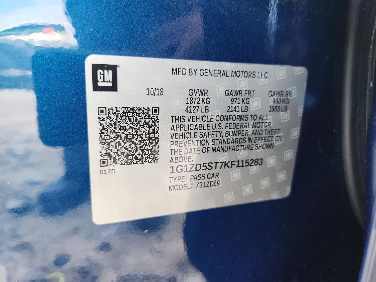 2019 Chevrolet Malibu Lt VIN: 1G1ZD5ST7KF115283 Lot: 82279985