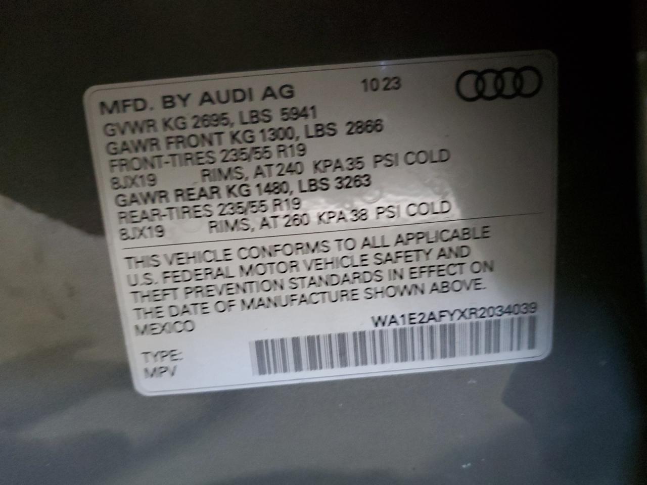2024 Audi Q5 E Premium Plus 55 VIN: WA1E2AFYXR2034039 Lot: 85085905