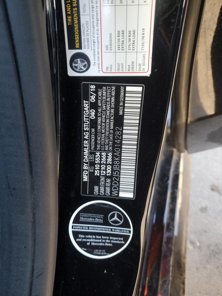 2019 Mercedes-Benz Cls 450 VIN: WDD2J5JB8KA014282 Lot: 86862155