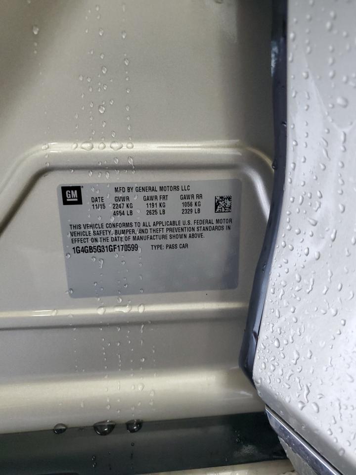 2016 Buick Lacrosse VIN: 1G4GB5G31GF170599 Lot: 90048765