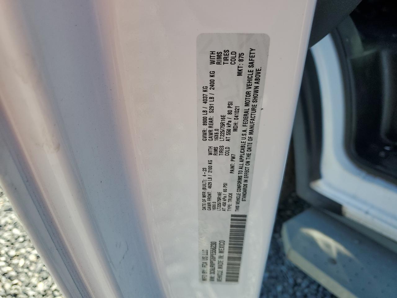 2023 Ram Promaster 2500 VIN: 3C6LRVPG6PE556230 Lot: 82490555