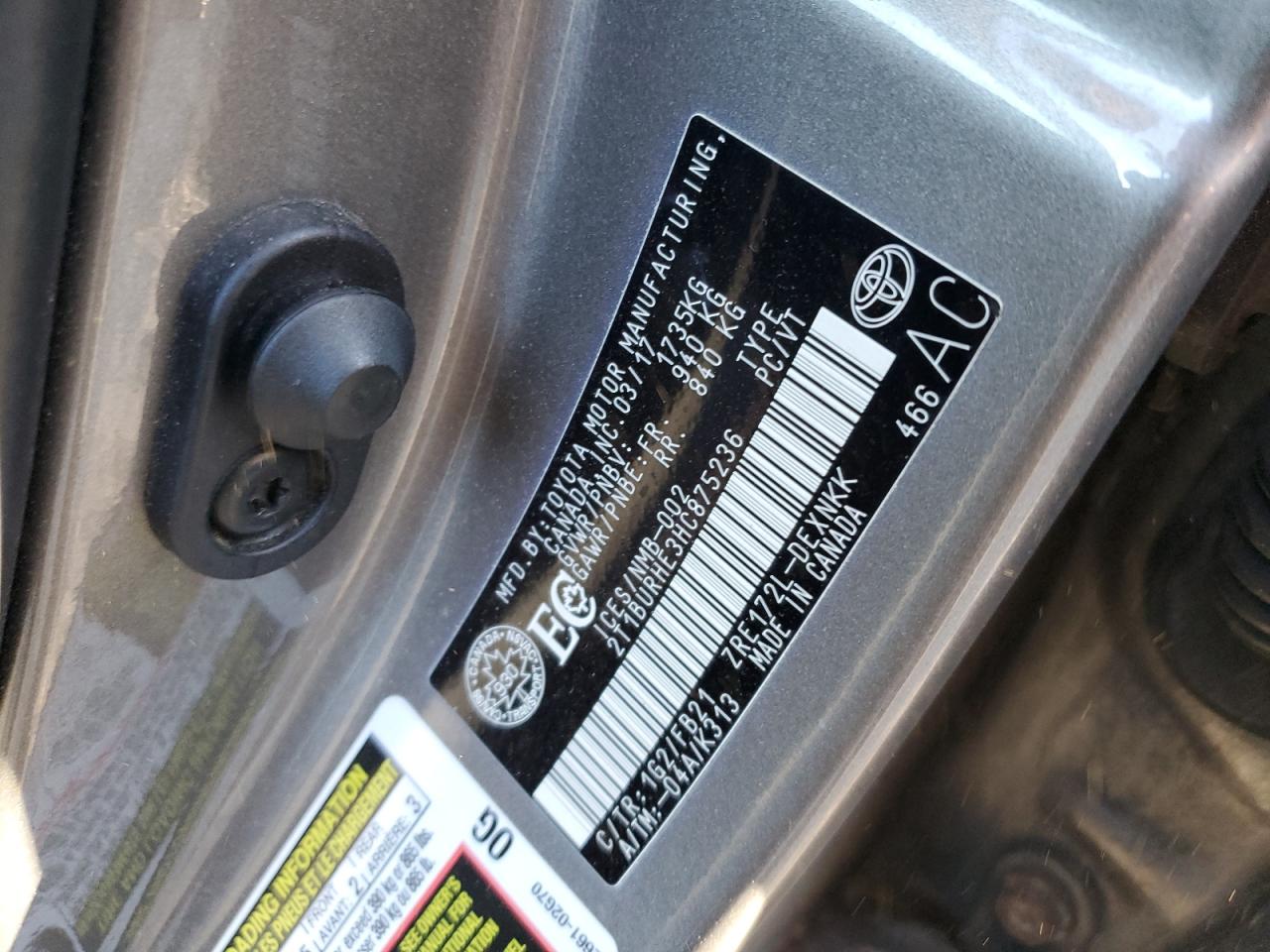 2017 Toyota Corolla L VIN: 2T1BURHE3HC875236 Lot: 85825505