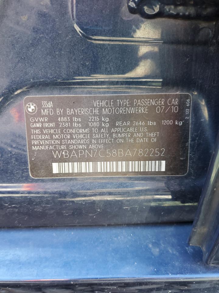 2011 BMW 335 D VIN: WBAPN7C58BA782252 Lot: 85507945