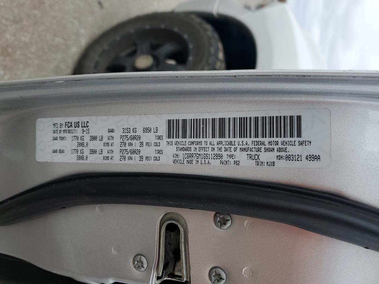 2016 Ram 1500 Slt VIN: 1C6RR7GM1GS112990 Lot: 90403525