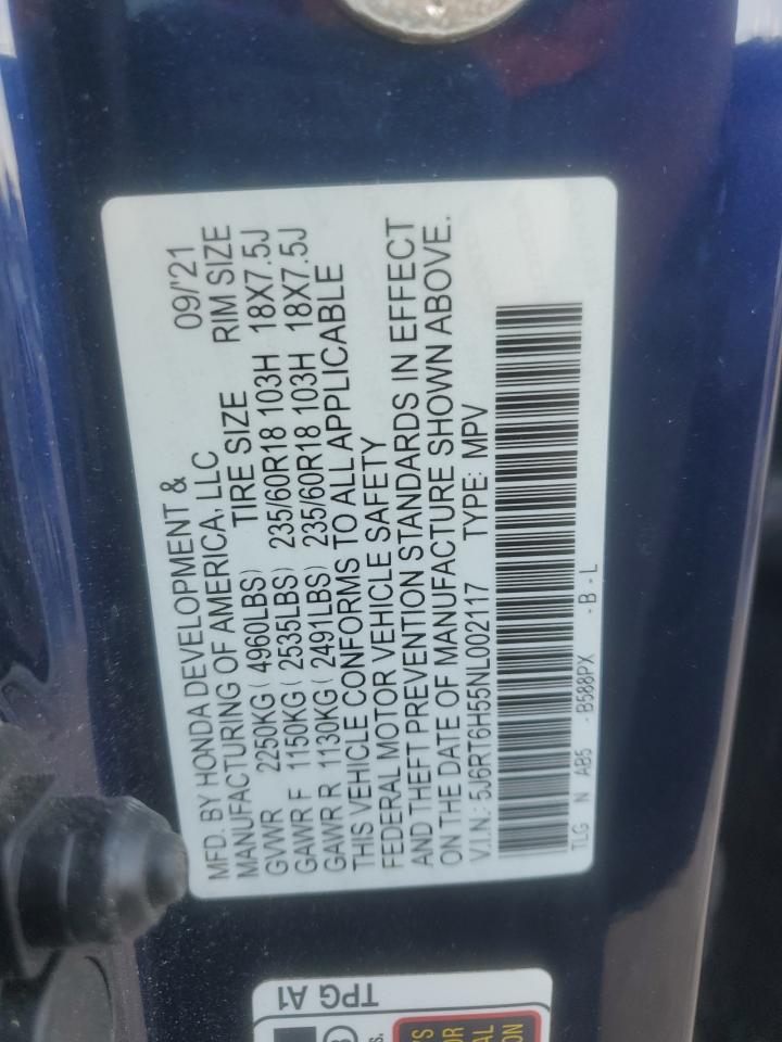 2022 Honda Cr-V Ex VIN: 5J6RT6H55NL002117 Lot: 85135765