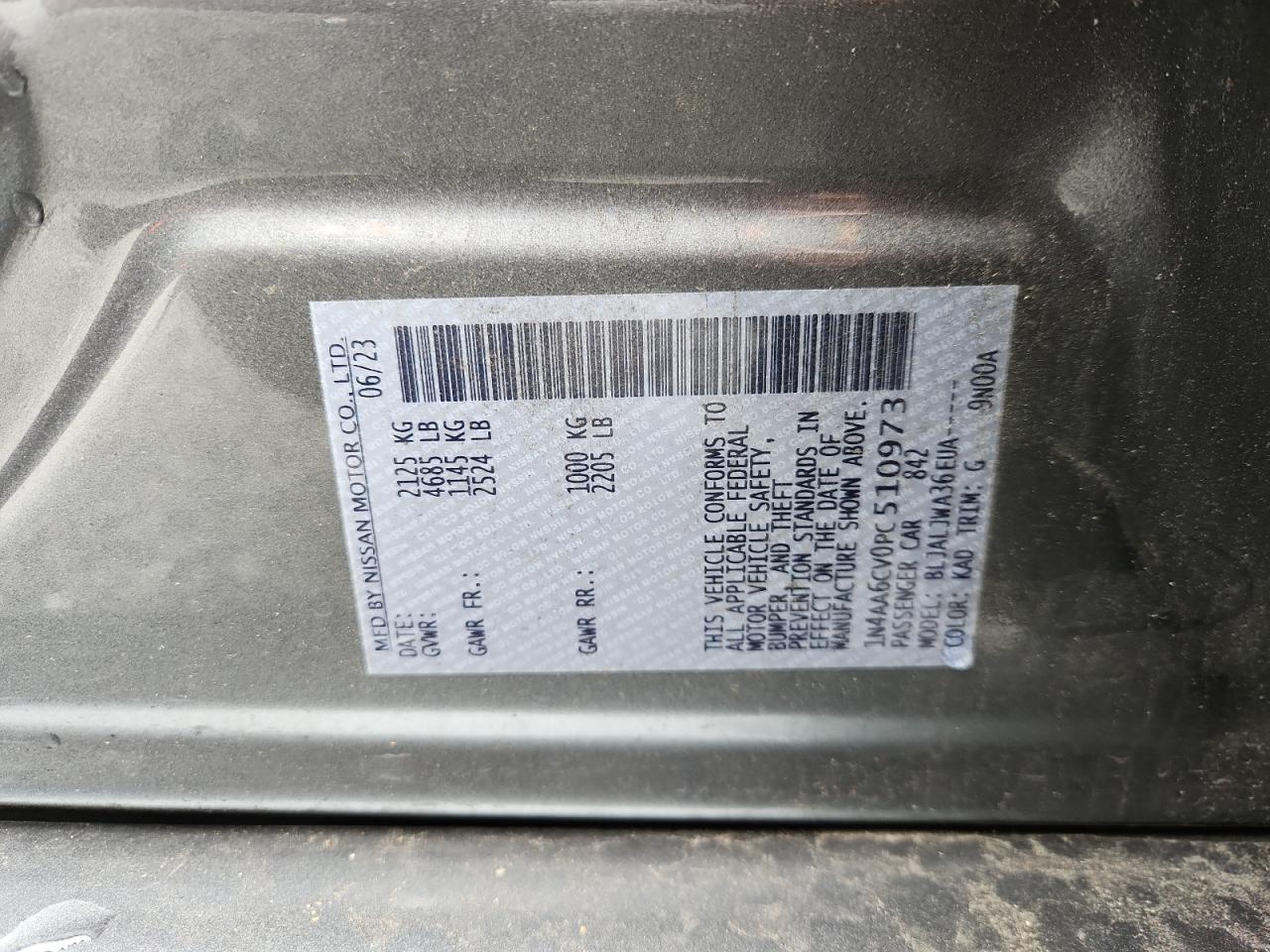 2023 Nissan Maxima Sv VIN: 1N4AA6CV0PC510973 Lot: 90251125