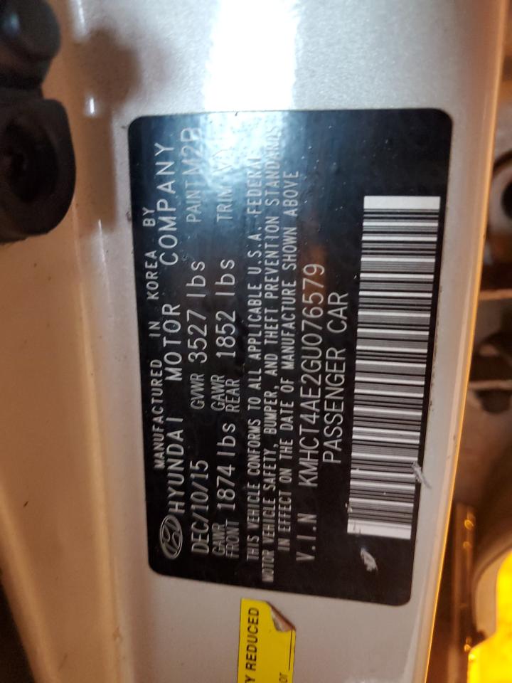 2016 Hyundai Accent Se VIN: KMHCT4AE2GU076579 Lot: 82181715