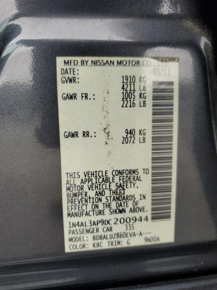 2013 Nissan Altima 2.5 VIN: 1N4AL3AP9DC200944 Lot: 86137455