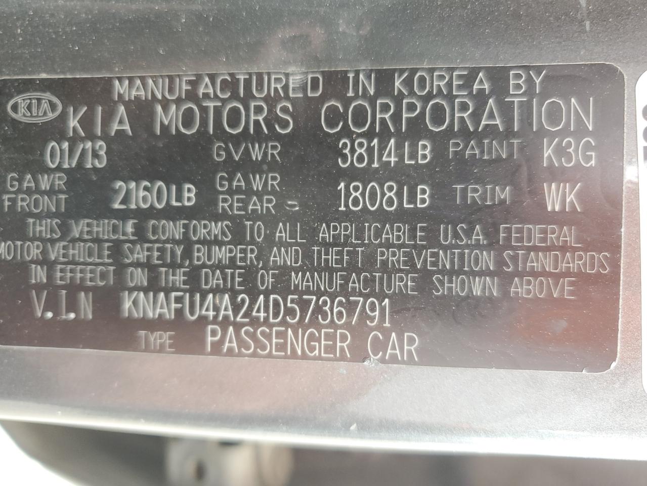 2013 Kia Forte Ex VIN: KNAFU4A24D5736791 Lot: 82401175