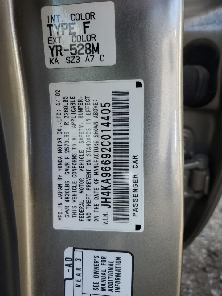 2002 Acura 3.5Rl VIN: JH4KA96692C014405 Lot: 85010505