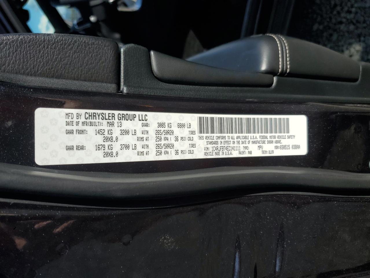 2014 Jeep Grand Cherokee Limited VIN: 1C4RJFBT4EC141111 Lot: 84985905