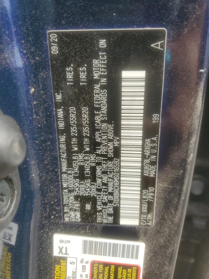 2021 Toyota Highlander Hybrid Limited VIN: 5TDXBRCH6MS016592 Lot: 85597125