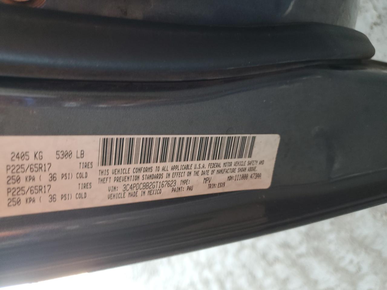 2016 Dodge Journey Sxt VIN: 3C4PDCBB2GT167623 Lot: 81026755