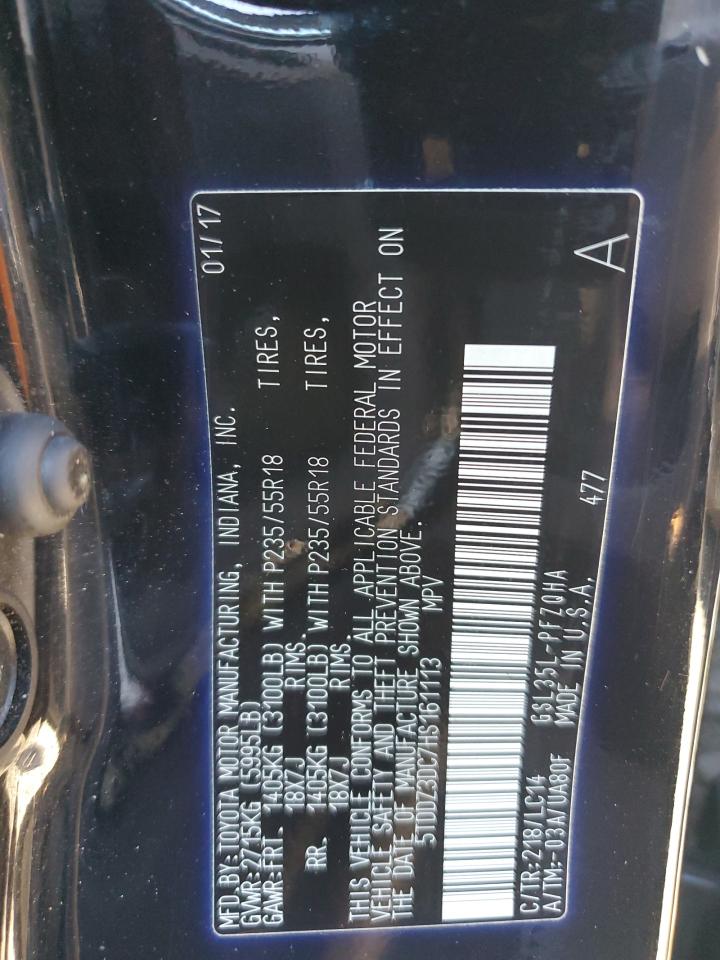 2017 Toyota Sienna Xle VIN: 5TDDZ3DC7HS161113 Lot: 85923375