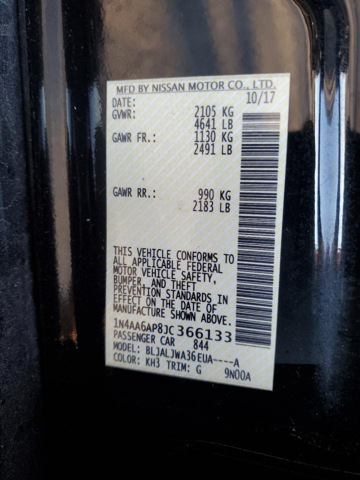 2018 Nissan Maxima 3.5S VIN: 1N4AA6AP8JC366133 Lot: 82541375