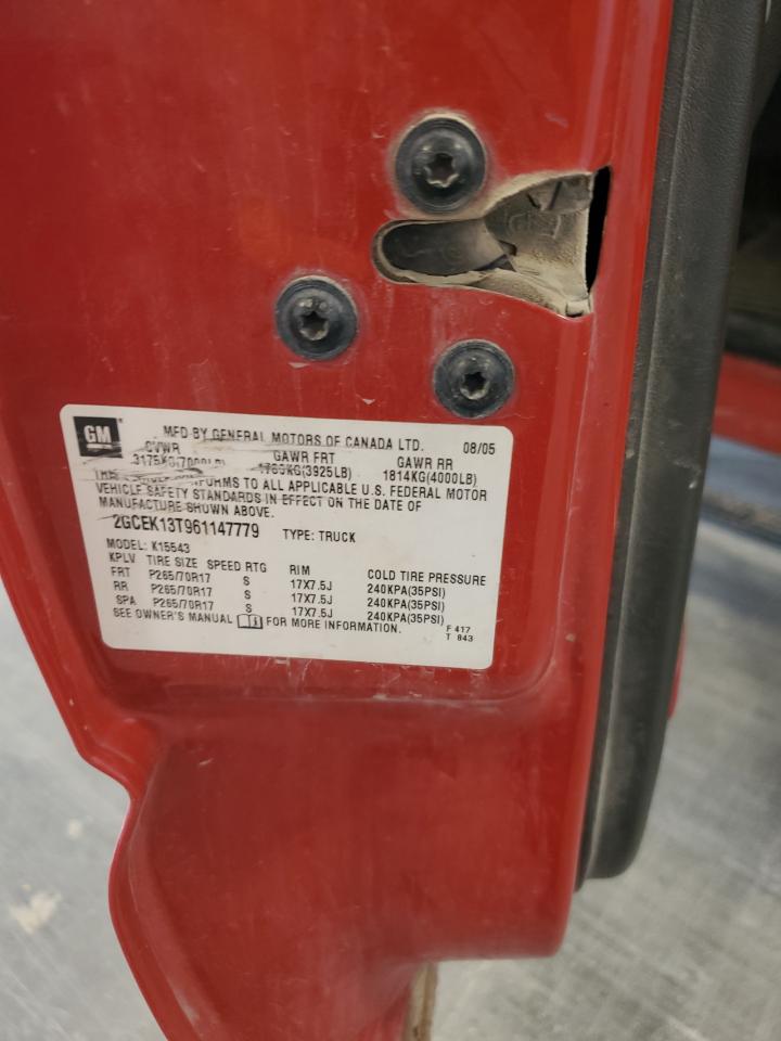 2006 Chevrolet Silverado K1500 VIN: 2GCEK13T961147779 Lot: 67635775