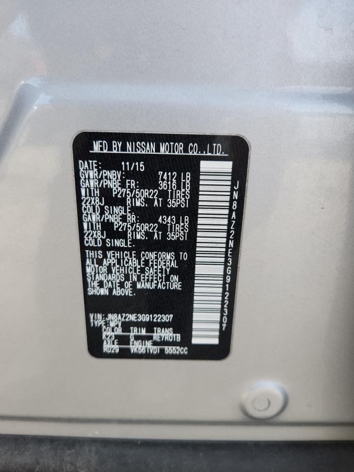 2016 Infiniti Qx80 VIN: JN8AZ2NE3G9122307 Lot: 84594525