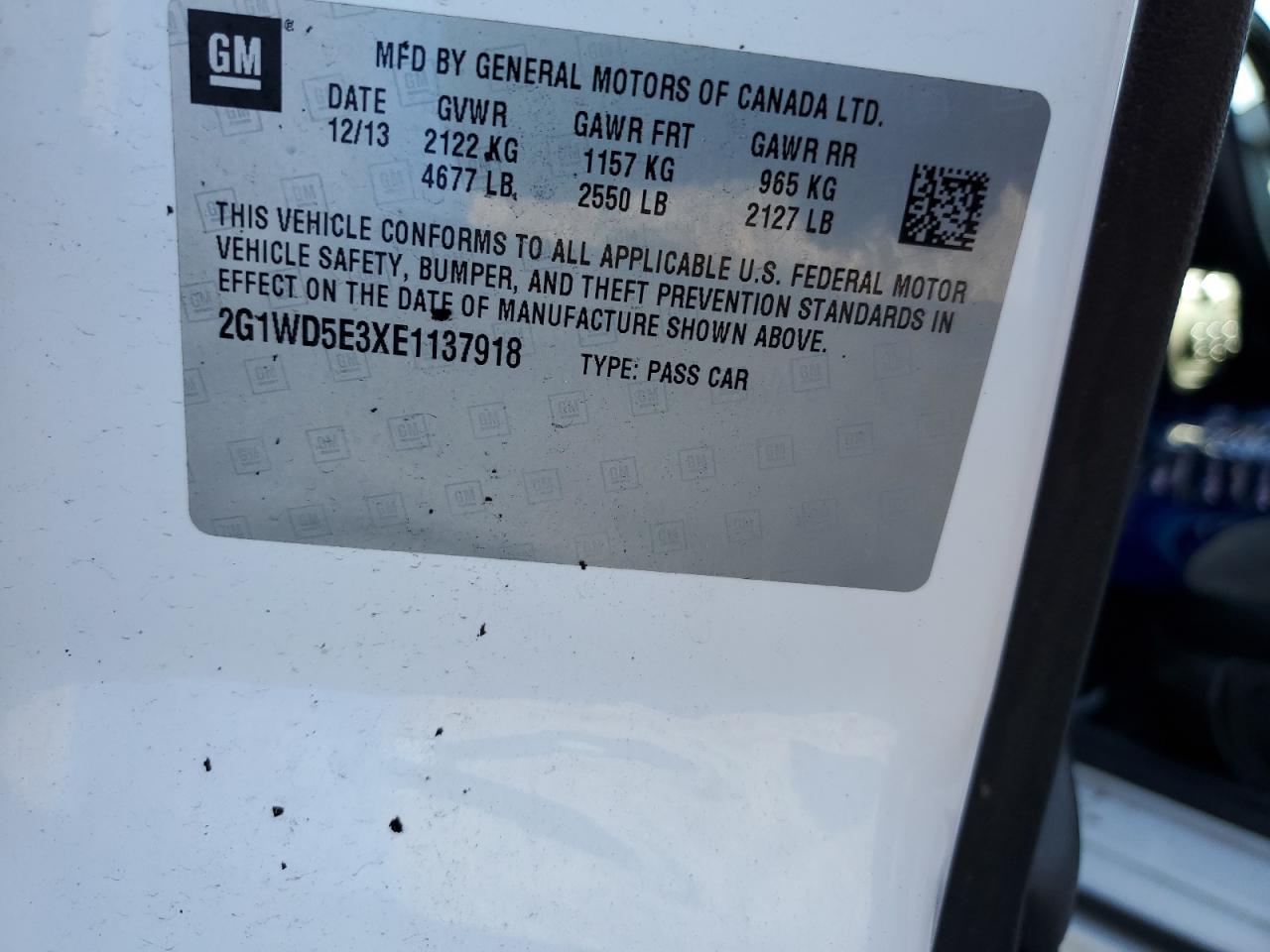 2014 Chevrolet Impala Limited Police VIN: 2G1WD5E3XE1137918 Lot: 86657225