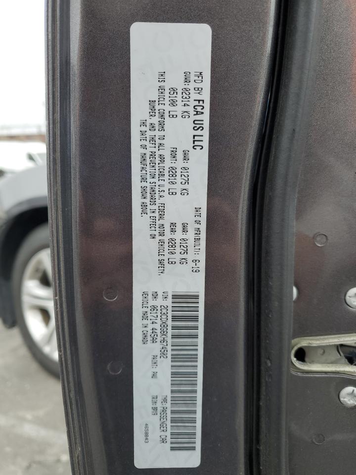 2019 Dodge Charger Sxt VIN: 2C3CDXBG6KH674502 Lot: 85353515