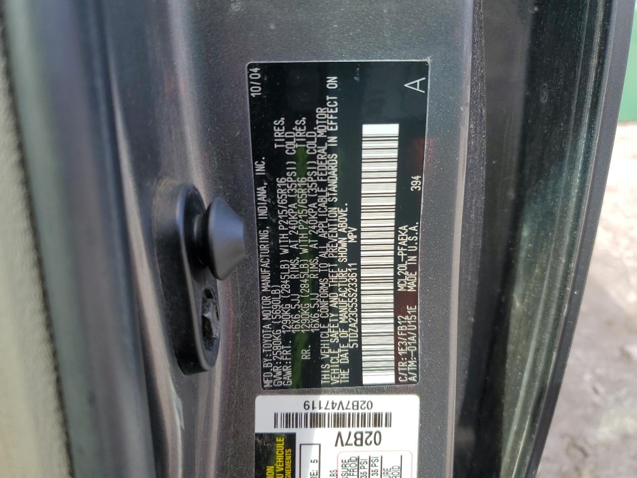 2005 Toyota Sienna Ce VIN: 5TDZA23C55S233611 Lot: 86844095