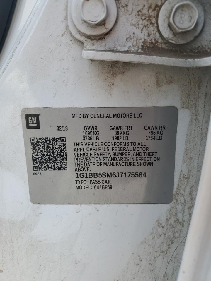 2018 Chevrolet Cruze Ls VIN: 1G1BB5SM6J7175564 Lot: 85006895