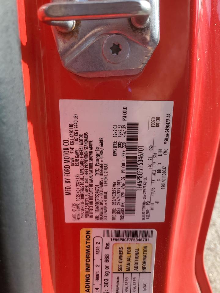 2015 Ford Mustang Gt VIN: 1FA6P8CF7F5346701 Lot: 89832875