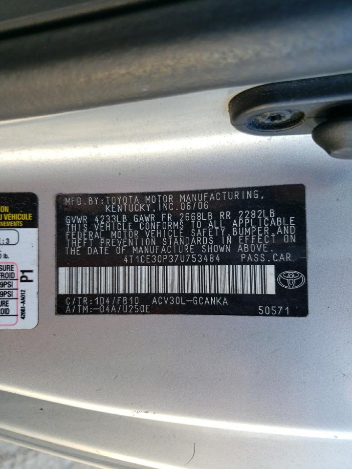 2007 Toyota Camry Solara Se VIN: 4T1CE30P37U753484 Lot: 82457925