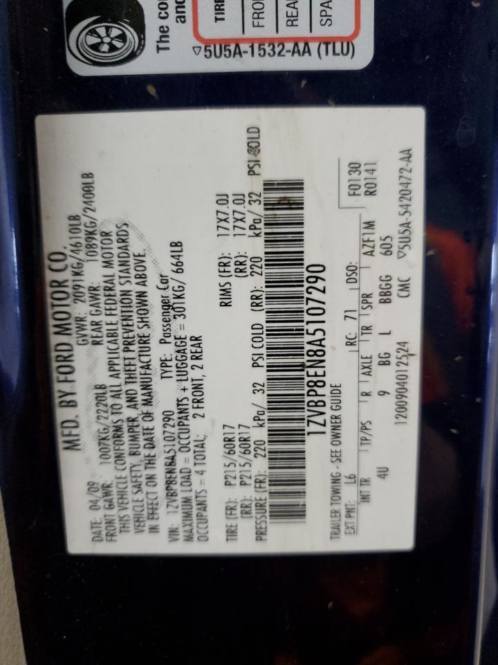 2010 Ford Mustang VIN: 1ZVBP8EN8A5107290 Lot: 89892905