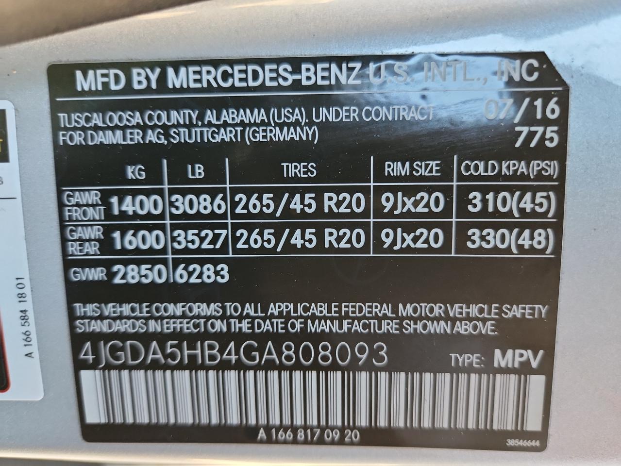 2016 Mercedes-Benz Gle 350 4Matic VIN: 4JGDA5HB4GA808093 Lot: 82634205