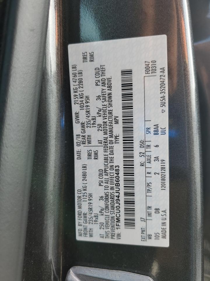 2018 Ford Escape Titanium VIN: 1FMCU0J94JUB60483 Lot: 82622385