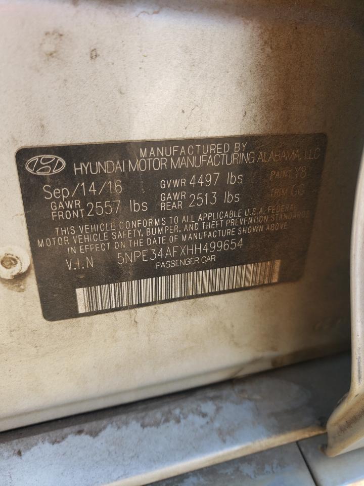 2017 Hyundai Sonata Sport VIN: 5NPE34AFXHH499654 Lot: 81968685