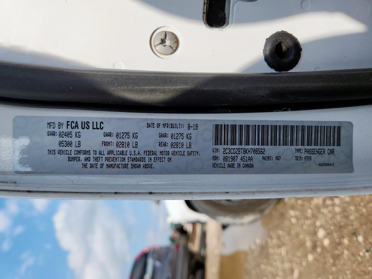 2019 Dodge Challenger R/T VIN: 2C3CDZBT8KH708562 Lot: 90534775