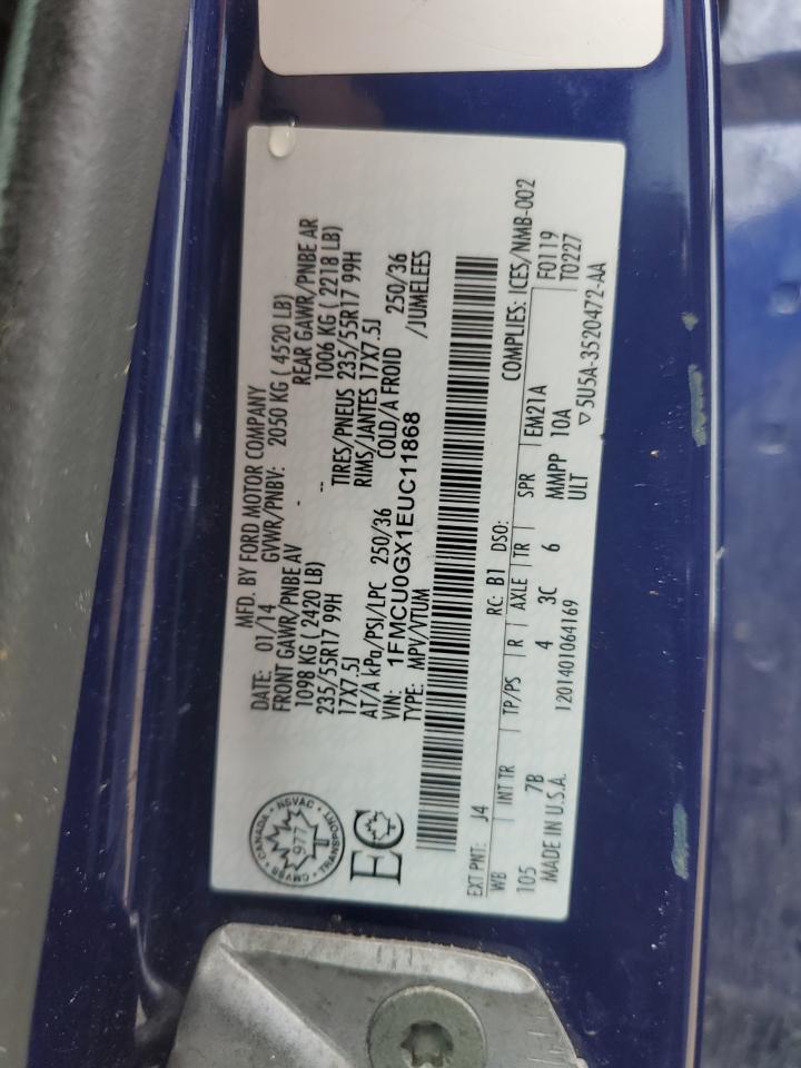 2014 Ford Escape Se VIN: 1FMCU0GX1EUC11868 Lot: 89449395