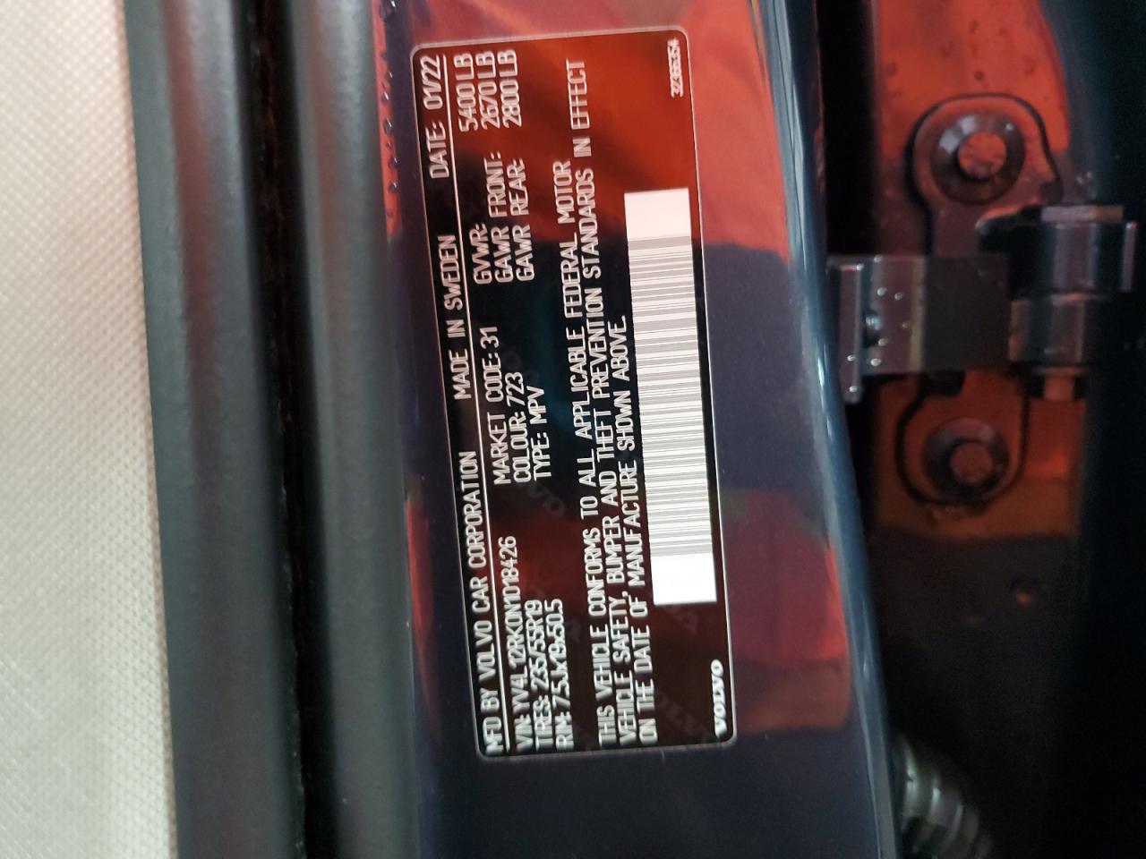 2022 Volvo Xc60 B5 Momentum VIN: YV4L12RK0N1018426 Lot: 85317955