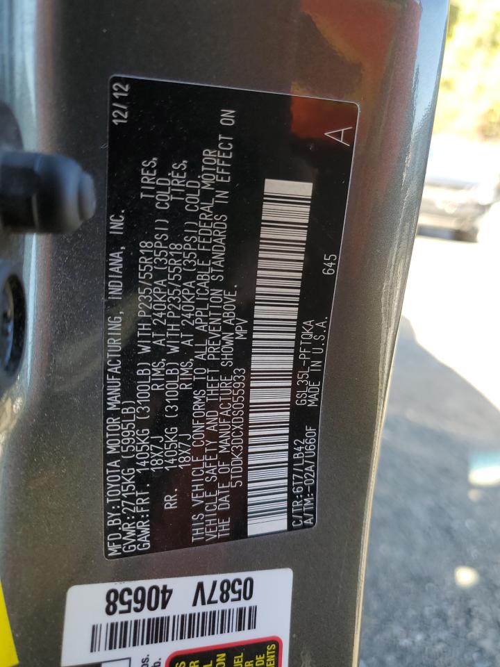 2013 Toyota Sienna Xle VIN: 5TDDK3DCXDS055933 Lot: 84577925