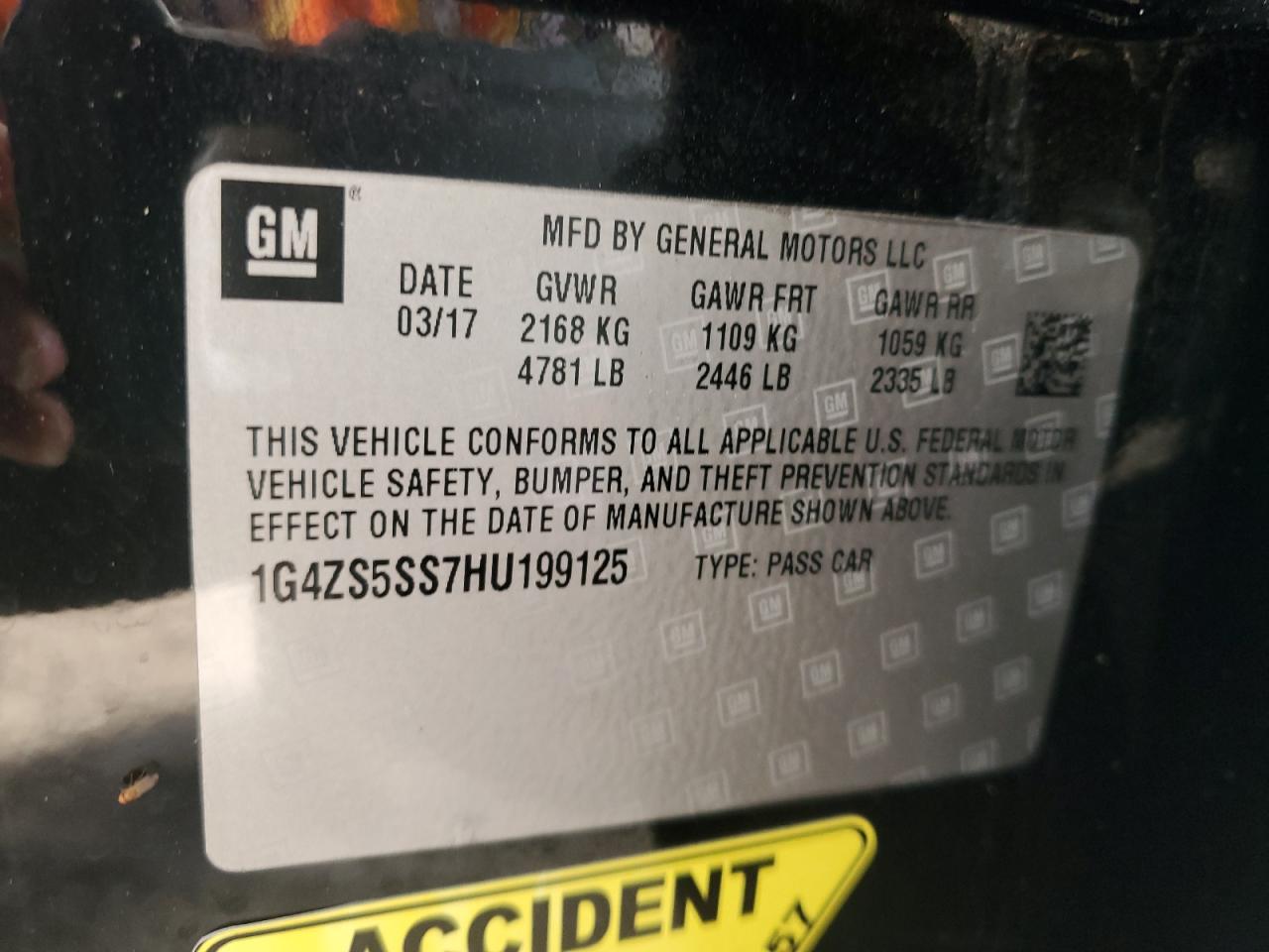 2017 Buick Lacrosse Premium VIN: 1G4ZS5SS7HU199125 Lot: 86277755