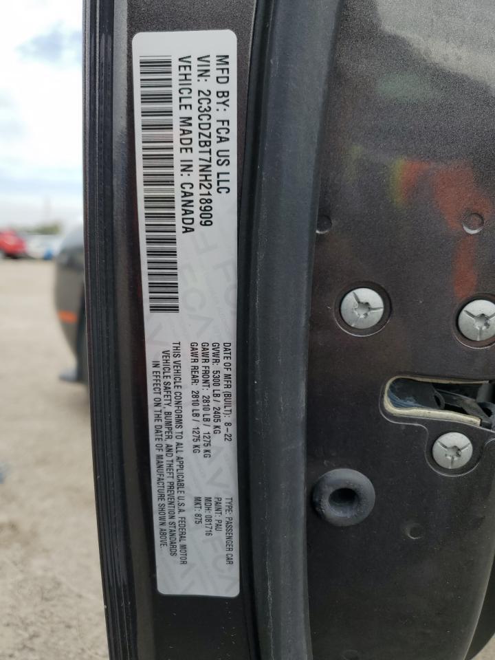 2022 Dodge Challenger R/T VIN: 2C3CDZBT7NH218909 Lot: 87238475