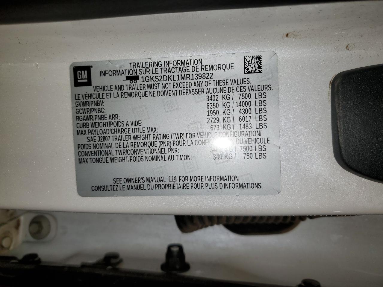 2021 GMC Yukon Denali VIN: 1GKS2DKL1MR139822 Lot: 90643745