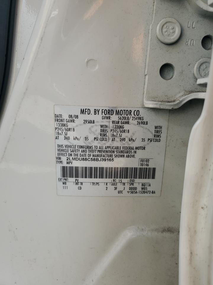 2008 Lincoln Mkx VIN: 2LMDU88C58BJ39165 Lot: 85312225