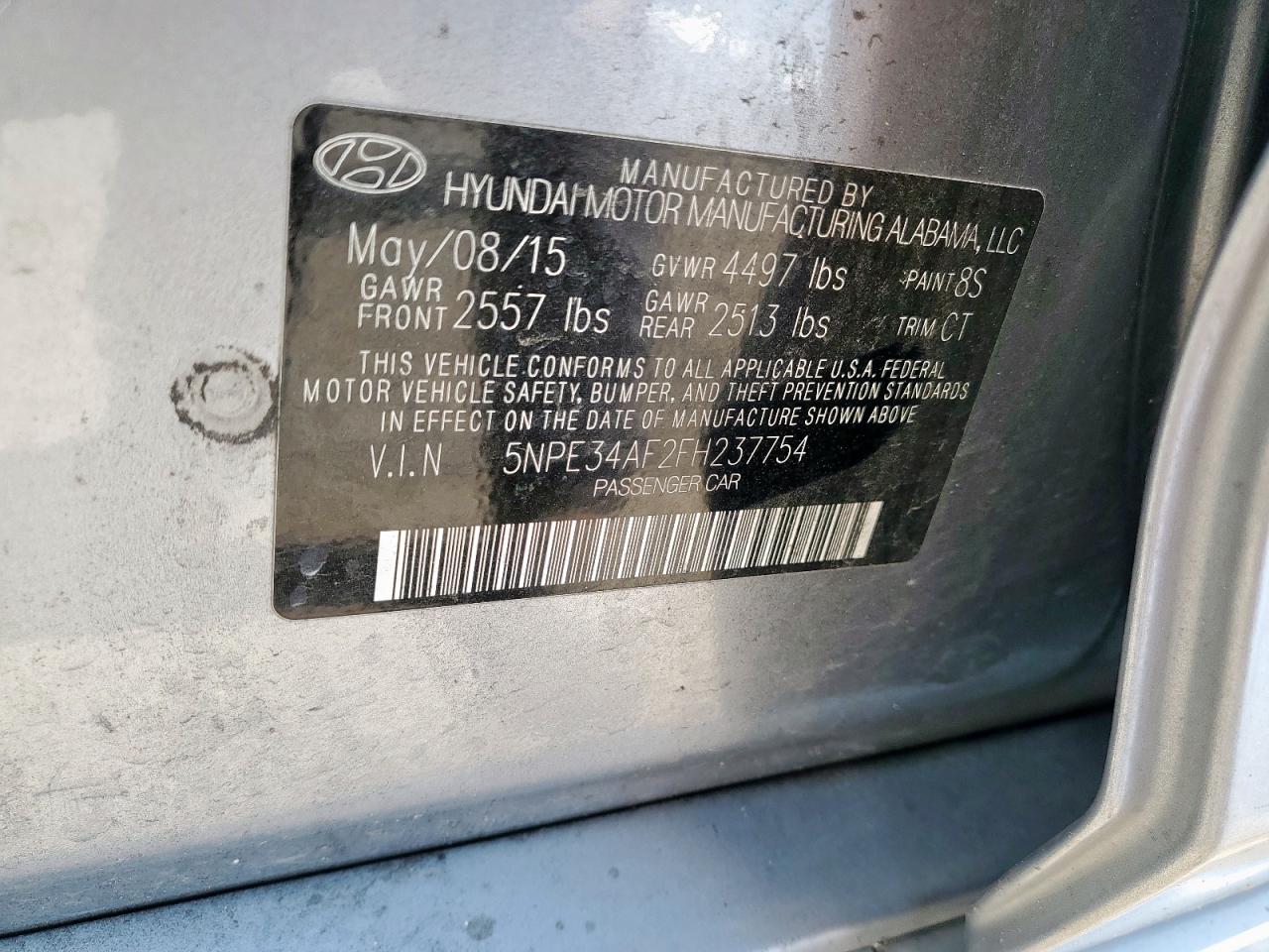 2015 Hyundai Sonata Sport VIN: 5NPE34AF2FH237754 Lot: 86074265