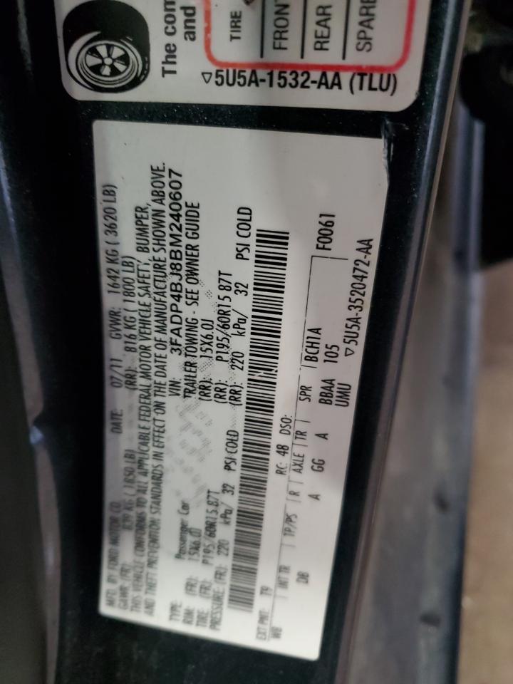 2011 Ford Fiesta Se VIN: 3FADP4BJ8BM240607 Lot: 85564565