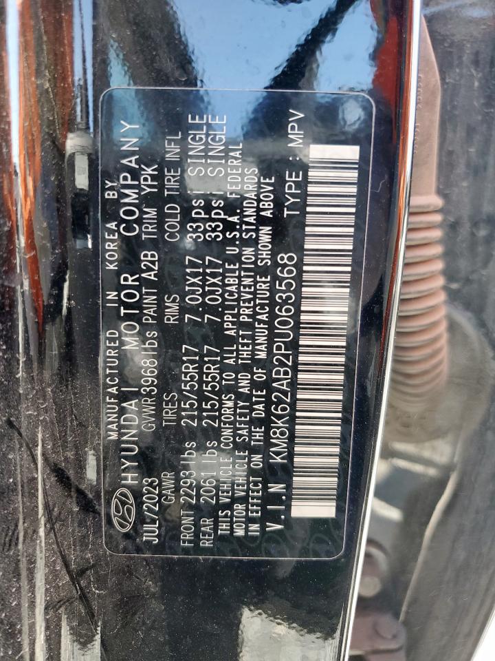 2023 Hyundai Kona Sel VIN: KM8K62AB2PU063568 Lot: 86100445